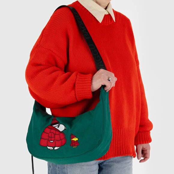 BAGGU x Peanuts NWT Medium Crescent Bag - Snoopy & Woodstock (Cypress) - Picture 6 of 13